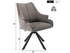 Lot De 4 Chaises En Patchwork De Velours - Pieds En Métal - Taupe -Meubles Soldes Magasin chaise 22934669