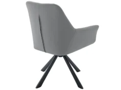 Lot De 6 Chaises En Velours Et Similicuir - Pieds En Métal - Gris -Meubles Soldes Magasin chaise 22934685