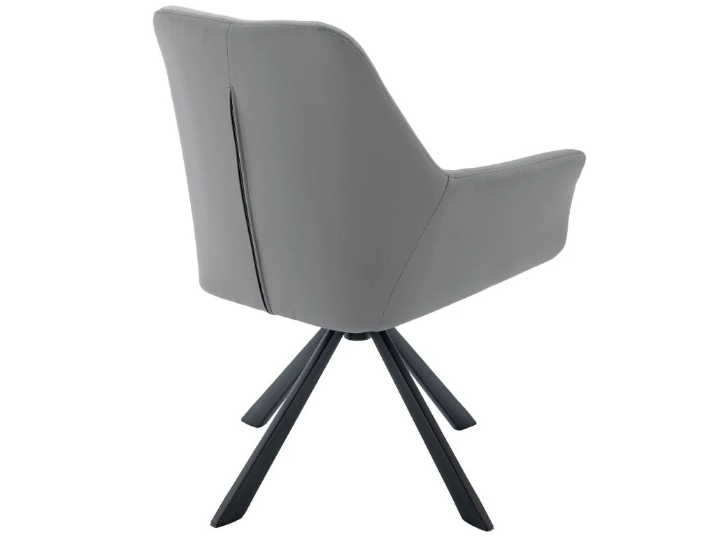 Lot De 2 Chaises En Velours Et Similicuir - Pieds En Métal - Gris 3 Lot De 2 Chaises En Velours Et Similicuir - Pieds En Métal - Gris – Image 3