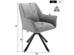 Lot De 4 Chaises En Velours Et Similicuir - Pieds En Métal - Gris -Meubles Soldes Magasin chaise 22935397