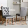 Lot De 2 Chaises Capitonné En Velours - Cadre En Bois Massif - Gris