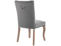 Lot De 2 Chaises Capitonné En Velours - Cadre En Bois Massif - Gris 6 Lot De 2 Chaises Capitonné En Velours - Cadre En Bois Massif - Gris -Meubles Soldes Magasin chaise 23008755