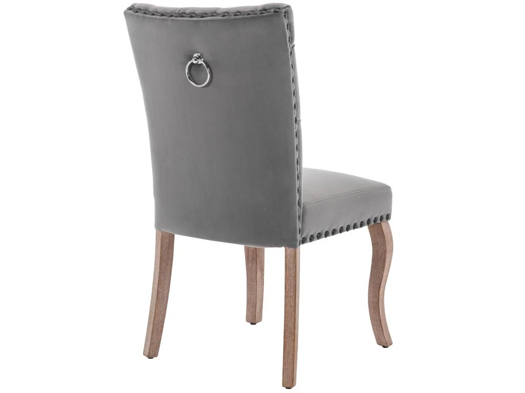 Lot De 2 Chaises Capitonné En Velours - Cadre En Bois Massif - Gris 3 Lot De 2 Chaises Capitonné En Velours - Cadre En Bois Massif - Gris – Image 3