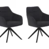 Lot De 2 Chaises MUSE - Avec Accoudoirs - Tissu - Anthracite