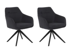 Lot De 2 Chaises MUSE - Avec Accoudoirs - Tissu - Anthracite