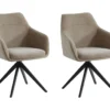 Lot De 2 Chaises MUSE - Avec Accoudoirs - Tissu - Beige
