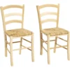Lot De 2 Chaises PAYSANNE - Hêtre Massif & Paille De Riz - Teinte : Naturel