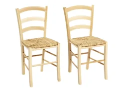 Lot De 2 Chaises PAYSANNE - Hêtre Massif & Paille De Riz - Teinte : Naturel