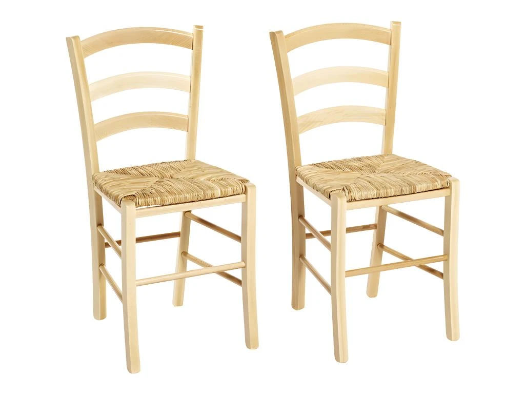Lot De 2 Chaises PAYSANNE - Hêtre Massif & Paille De Riz - Teinte : Naturel 1 Lot De 2 Chaises PAYSANNE - Hêtre Massif & Paille De Riz - Teinte : Naturel