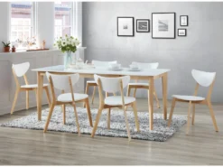 Lot De 2 Chaises CARINE - Hévéa Massif Et MDF - Blanc -Meubles Soldes Magasin chaise 258349