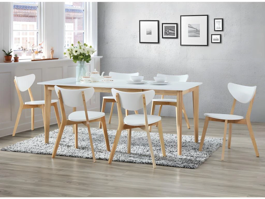 Lot De 6 Chaises CARINE - Hévéa Massif Et MDF - Blanc 2 Lot De 6 Chaises CARINE - Hévéa Massif Et MDF - Blanc – Image 2