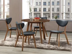 Lot De 2 Chaises LISETTE - Hévéa Massif & Simili - Noyer Et Noir -Meubles Soldes Magasin chaise 258715