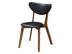 Lot De 2 Chaises LISETTE - Hévéa Massif & Simili - Noyer Et Noir -Meubles Soldes Magasin chaise 258721