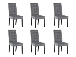 Lot De 6 Chaises VILLOSA - Tissu Gris & Pieds Bois Noir 7 Lot De 6 Chaises VILLOSA - Tissu Gris & Pieds Bois Noir -Meubles Soldes Magasin chaise 262985
