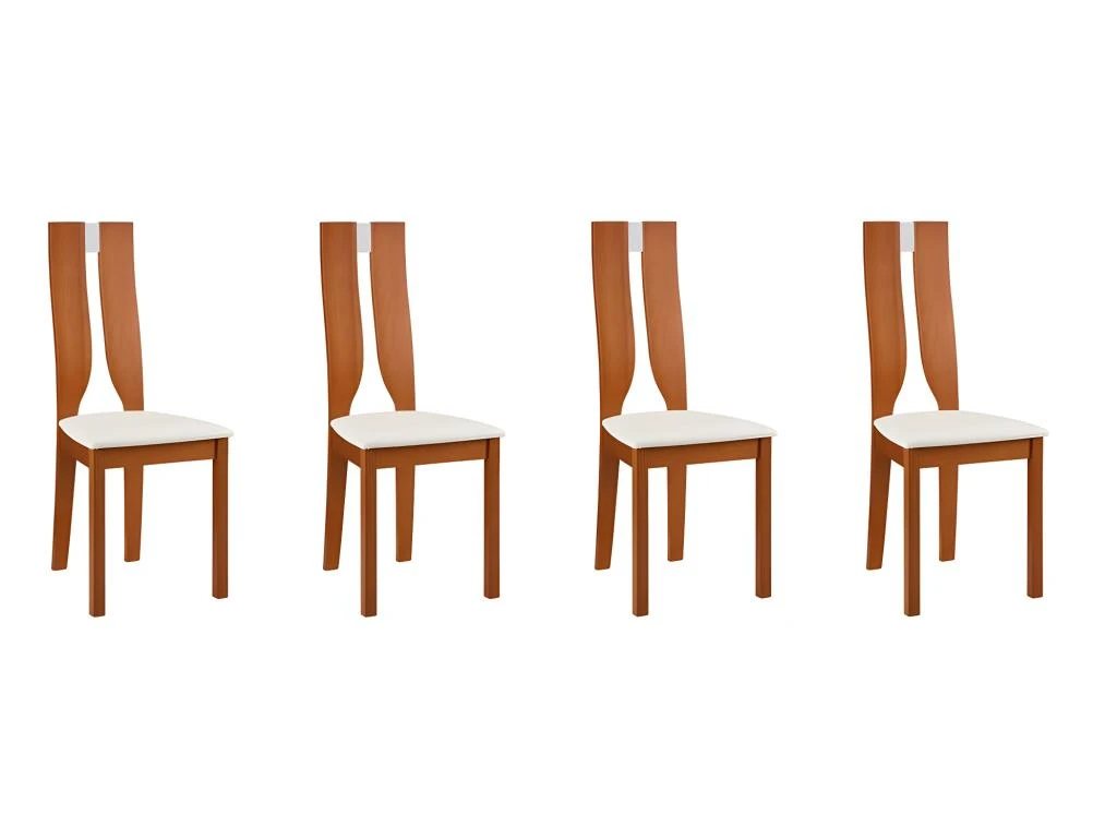 Lot De 4 Chaises SILVIA - Hêtre Massif - Merisier & Blanc 9 Lot De 4 Chaises SILVIA - Hêtre Massif - Merisier & Blanc – Image 9
