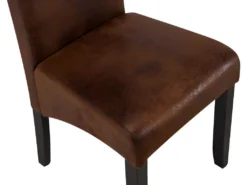 Lot De 6 Chaises SANTOS - Microfibre Aspect Cuir Vieilli - Pieds Bois Foncé -Meubles Soldes Magasin chaise 274133