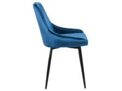 Lot De 2 Chaises - Velours Et Métal Noir - Bleu Nuit - MASURIE 9 Lot De 2 Chaises - Velours Et Métal Noir - Bleu Nuit - MASURIE -Meubles Soldes Magasin chaise 282809