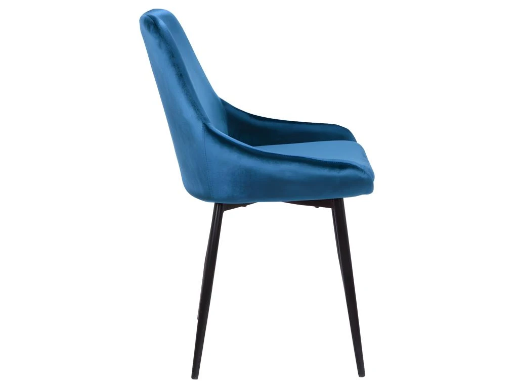 Lot De 2 Chaises - Velours Et Métal Noir - Bleu Nuit - MASURIE 4 Lot De 2 Chaises - Velours Et Métal Noir - Bleu Nuit - MASURIE – Image 4