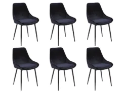Lot De 6 Chaises - Velours Et Métal Noir - Noir - MASURIE 15 Lot De 6 Chaises - Velours Et Métal Noir - Noir - MASURIE -Meubles Soldes Magasin chaise 283227