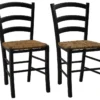 Lot De 2 Chaises PAYSANNE - Hêtre Massif & Paille De Riz - Teinte : Noir