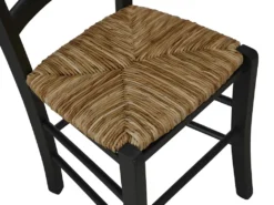 Lot De 6 Chaises PAYSANNE - Hêtre Massif Teinté Noir, Paille De Riz -Meubles Soldes Magasin chaise 285055