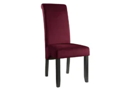 Lot De 2 Chaises DELINA - Velours Matelassé & Pieds Bois - Bordeaux -Meubles Soldes Magasin chaise 310399