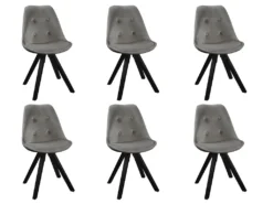 Lot De 6 Chaises Scandinaves ANEYA - Velours & Pieds Hévéa - Gris 13 Lot De 6 Chaises Scandinaves ANEYA - Velours & Pieds Hévéa - Gris -Meubles Soldes Magasin chaise 310571