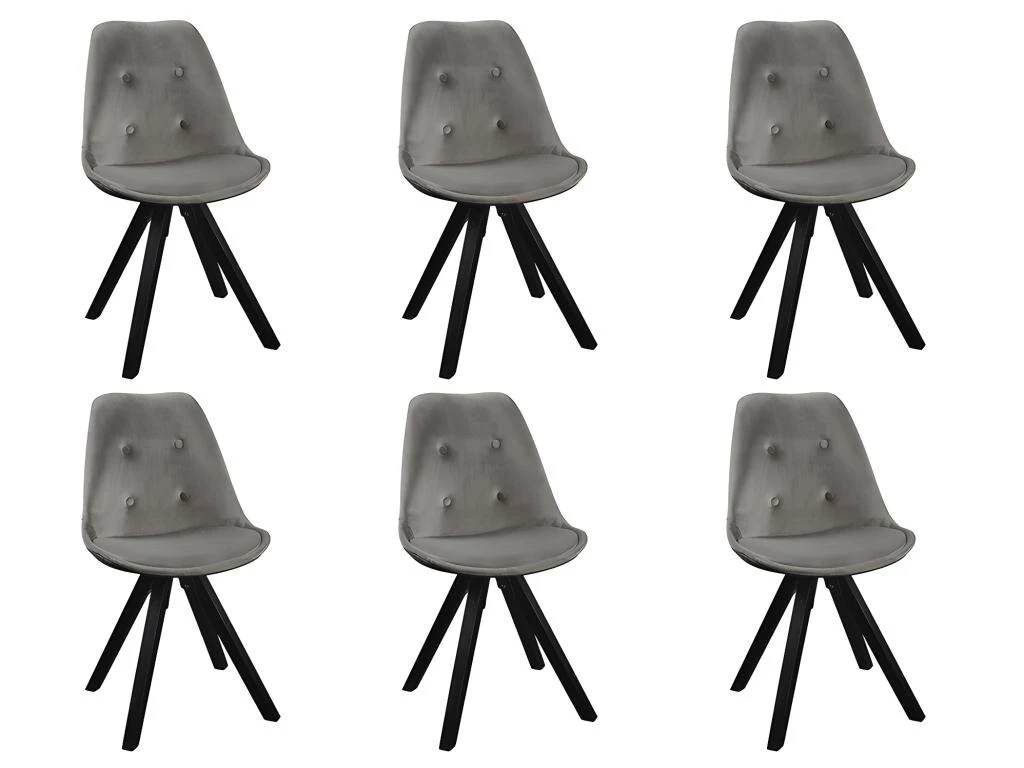Lot De 6 Chaises Scandinaves ANEYA - Velours & Pieds Hévéa - Gris 7 Lot De 6 Chaises Scandinaves ANEYA - Velours & Pieds Hévéa - Gris – Image 7