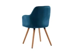 Lot De 2 Chaises Avec Accoudoirs - Velours Et Métal Effet Bois - Bleu - ELEANA -Meubles Soldes Magasin chaise 343521