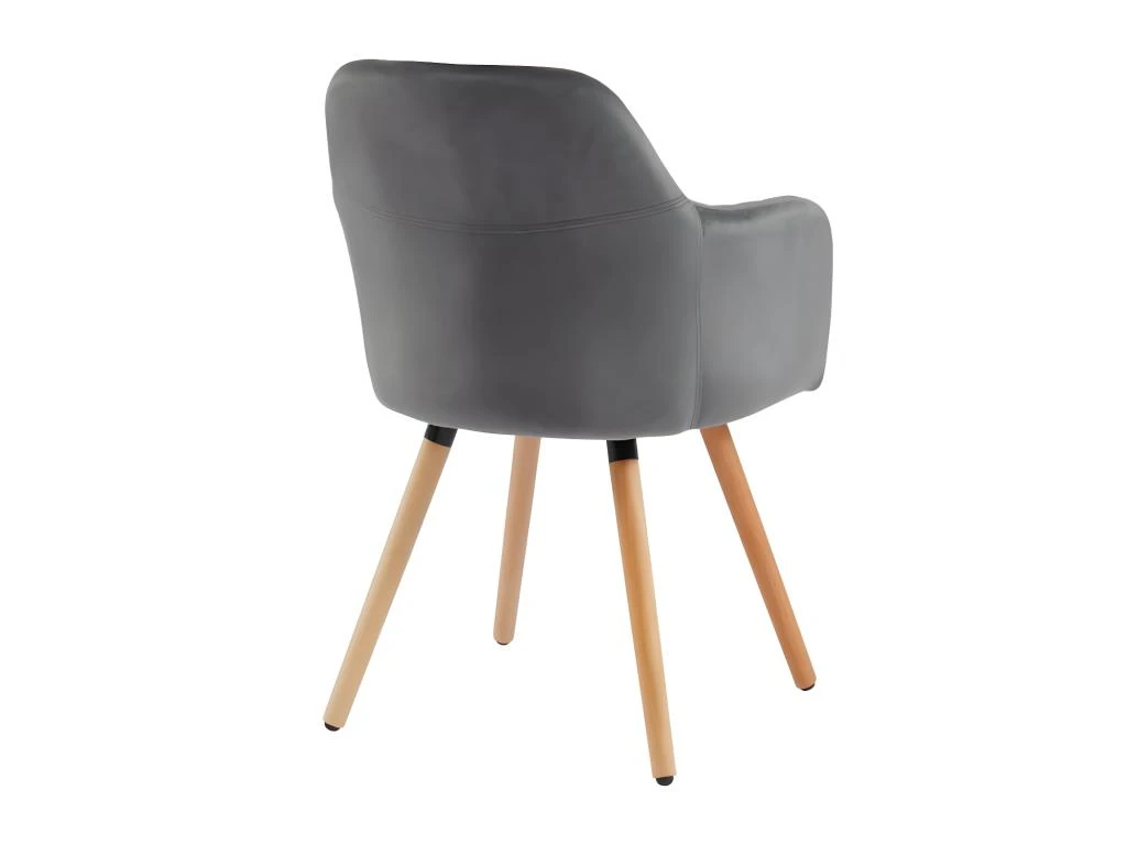 Lot De 2 Chaises Avec Accoudoirs - Velours Et Métal Effet Bois - Gris - ELEANA 4 Lot De 2 Chaises Avec Accoudoirs - Velours Et Métal Effet Bois - Gris - ELEANA – Image 4