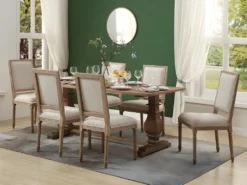 Lot De 6 Chaises AMBOISE - Tissu & Bois De Chêne - Noir -Meubles Soldes Magasin chaise 351599