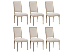 Lot De 6 Chaises AMBOISE - Tissu & Bois De Chêne - Noir -Meubles Soldes Magasin chaise 351605