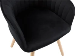 Chaise Avec Accoudoirs - Velours Et Métal Effet Bois - Noir - ELEANA 10 Chaise Avec Accoudoirs - Velours Et Métal Effet Bois - Noir - ELEANA -Meubles Soldes Magasin chaise 365313