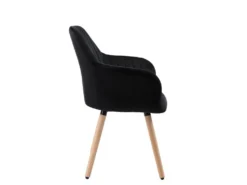 Chaise Avec Accoudoirs - Velours Et Métal Effet Bois - Noir - ELEANA 9 Chaise Avec Accoudoirs - Velours Et Métal Effet Bois - Noir - ELEANA -Meubles Soldes Magasin chaise 365315
