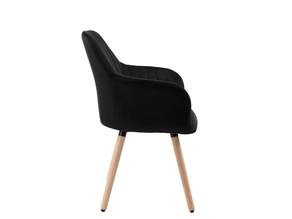 Chaise Avec Accoudoirs - Velours Et Métal Effet Bois - Noir - ELEANA 4 Chaise Avec Accoudoirs - Velours Et Métal Effet Bois - Noir - ELEANA – Image 4