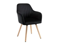 Chaise Avec Accoudoirs - Velours Et Métal Effet Bois - Noir - ELEANA