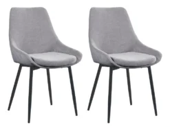 Lot De 2 Chaises MASURIE - Tissu - Gris