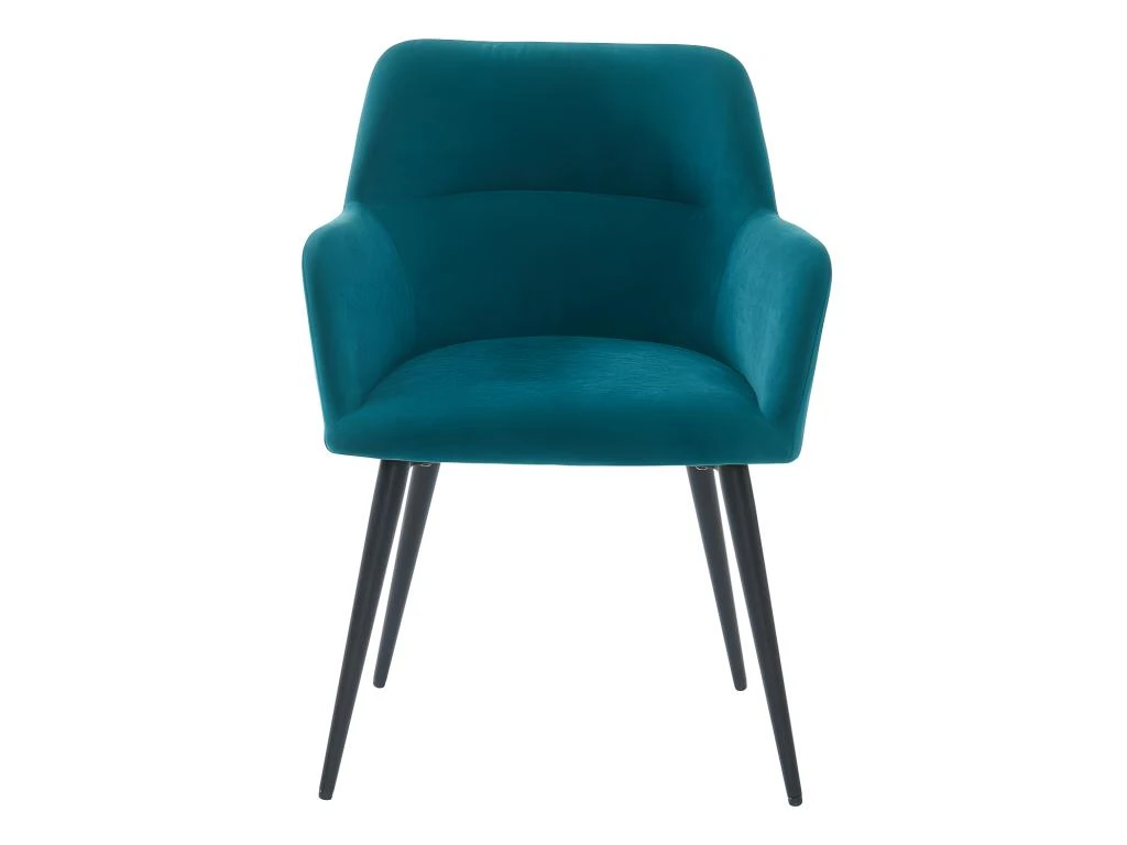 Lot De 6 Chaises - Avec Accoudoirs - Tissu Et Métal - Bleu - HEKA 7 Lot De 6 Chaises - Avec Accoudoirs - Tissu Et Métal - Bleu - HEKA – Image 7