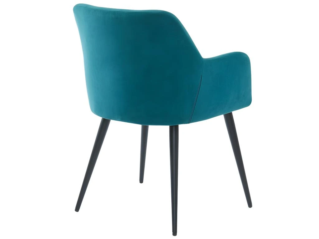 Lot De 6 Chaises - Avec Accoudoirs - Tissu Et Métal - Bleu - HEKA 4 Lot De 6 Chaises - Avec Accoudoirs - Tissu Et Métal - Bleu - HEKA – Image 4