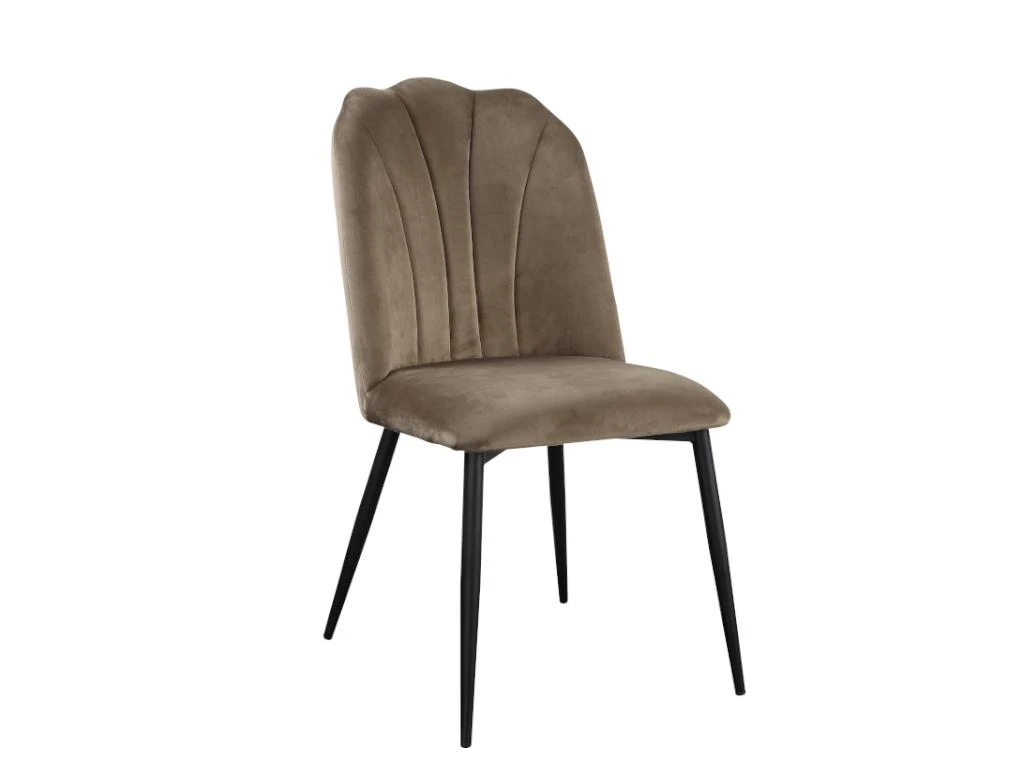 Lot De 2 Chaises ROSARIO - Effet Velours Et Métal Noir - Taupe 3 Lot De 2 Chaises ROSARIO - Effet Velours Et Métal Noir - Taupe – Image 3