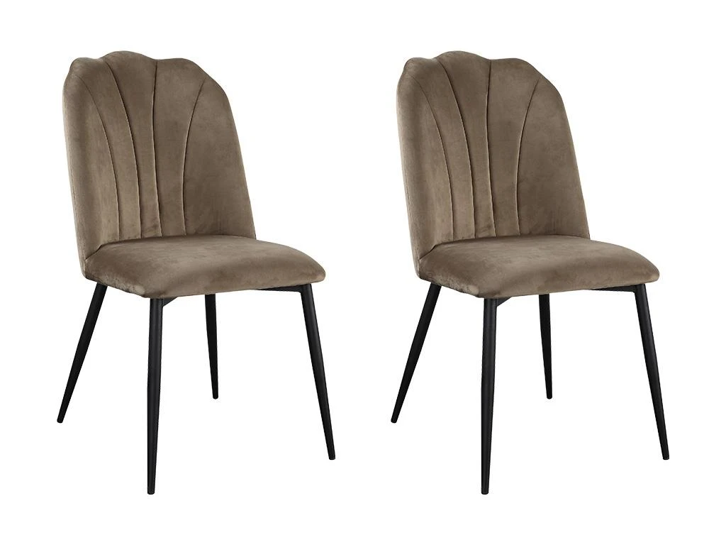 Lot De 2 Chaises ROSARIO - Effet Velours Et Métal Noir - Taupe 1 Lot De 2 Chaises ROSARIO - Effet Velours Et Métal Noir - Taupe