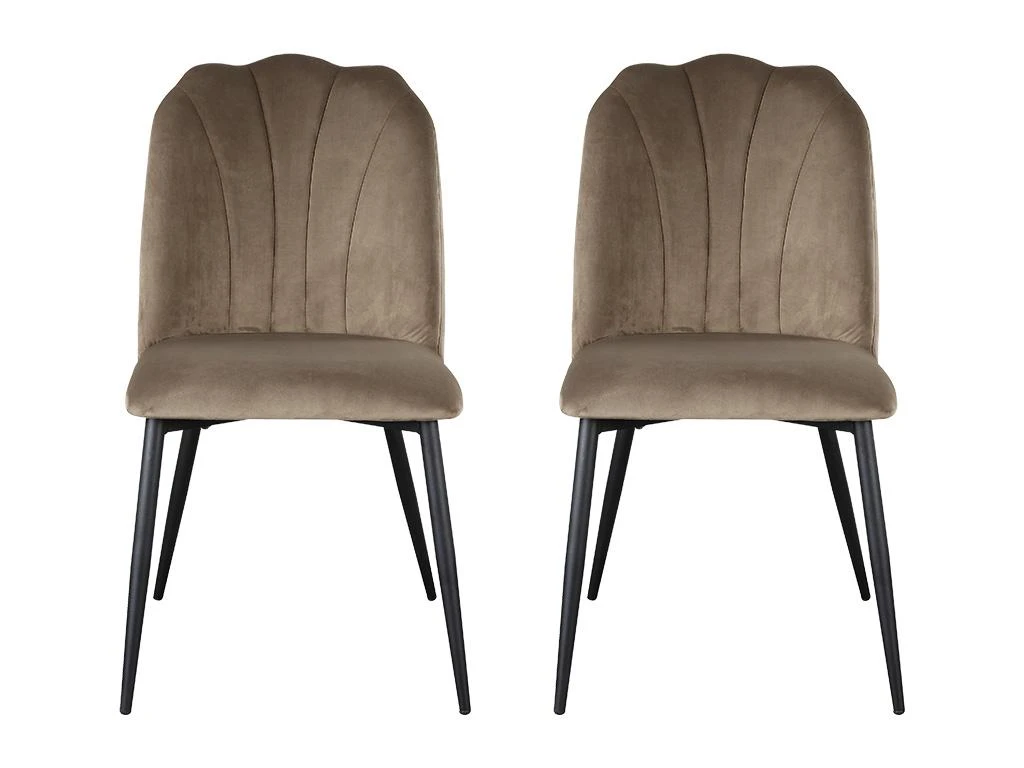 Lot De 2 Chaises ROSARIO - Effet Velours Et Métal Noir - Taupe 2 Lot De 2 Chaises ROSARIO - Effet Velours Et Métal Noir - Taupe – Image 2