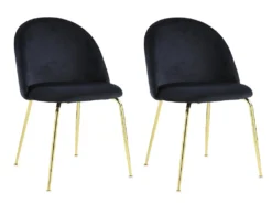 Lot De 2 Chaises - Velours Et Métal Doré - Noir - MELBOURNE 12 Lot De 2 Chaises - Velours Et Métal Doré - Noir - MELBOURNE -Meubles Soldes Magasin chaise 404405