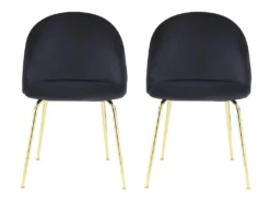 Lot De 2 Chaises - Velours Et Métal Doré - Noir - MELBOURNE 11 Lot De 2 Chaises - Velours Et Métal Doré - Noir - MELBOURNE -Meubles Soldes Magasin chaise 404407