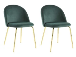 Lot De 2 Chaises - Velours Et Métal Doré - Vert - MELBOURNE 11 Lot De 2 Chaises - Velours Et Métal Doré - Vert - MELBOURNE -Meubles Soldes Magasin chaise 404449
