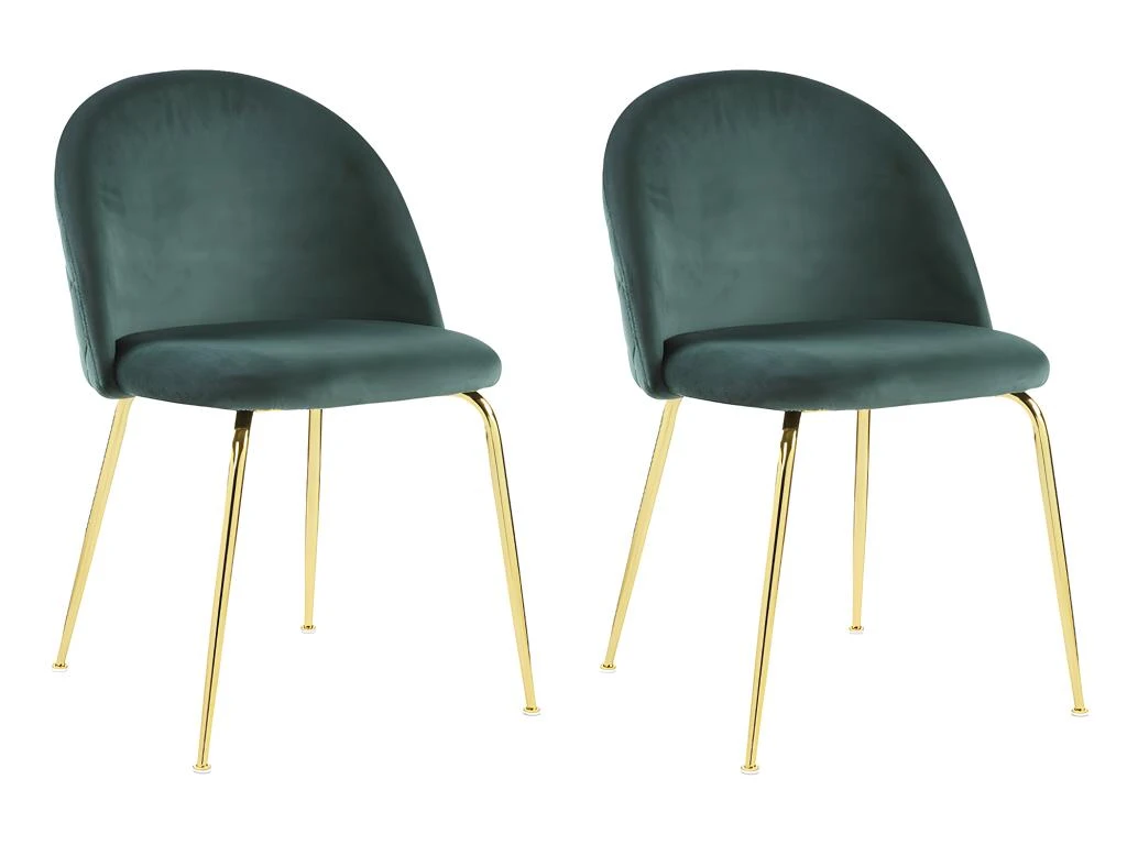 Lot De 2 Chaises - Velours Et Métal Doré - Vert - MELBOURNE 3 Lot De 2 Chaises - Velours Et Métal Doré - Vert - MELBOURNE – Image 3