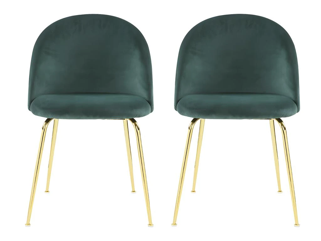 Lot De 2 Chaises - Velours Et Métal Doré - Vert - MELBOURNE 4 Lot De 2 Chaises - Velours Et Métal Doré - Vert - MELBOURNE – Image 4