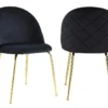 Lot De 2 Chaises - Velours Et Métal Doré - Noir - MELBOURNE