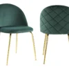 Lot De 2 Chaises - Velours Et Métal Doré - Vert - MELBOURNE