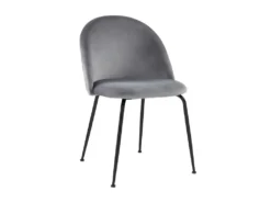 Lot De 6 Chaises - Velours Et Métal Noir Mat - Gris - MELBOURNE -Meubles Soldes Magasin chaise 406625